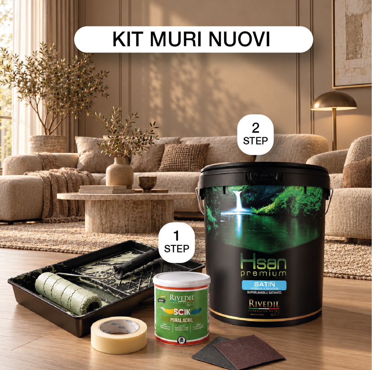 HSAN PREMIUM SATIN – Idropittura Lavabile Professionale per Interni