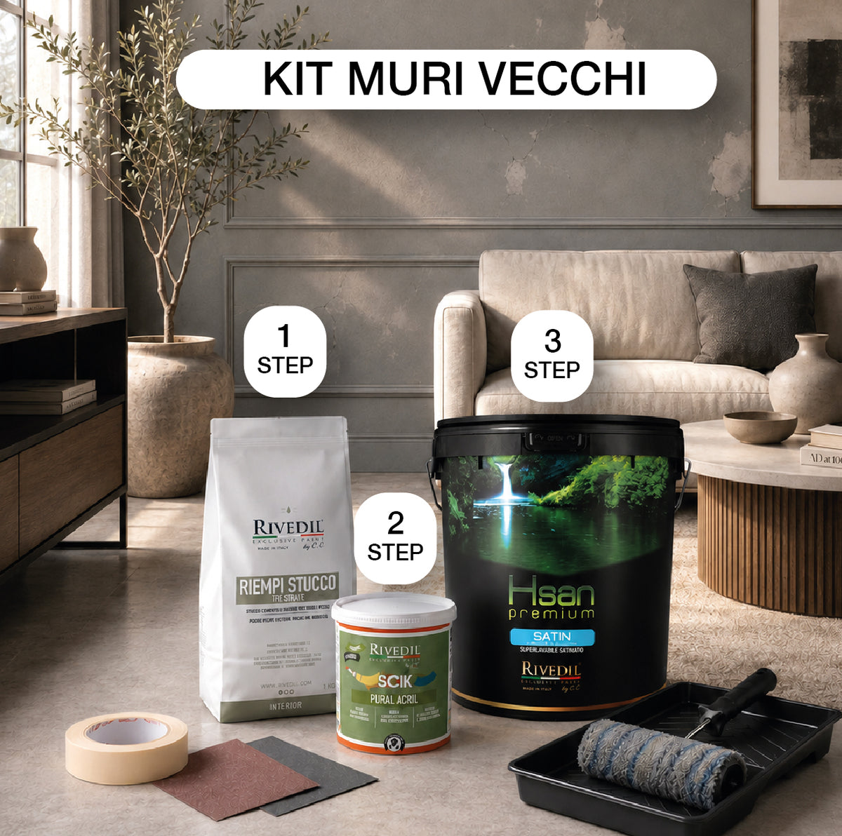 HSAN PREMIUM SATIN – Idropittura Lavabile Professionale per Interni